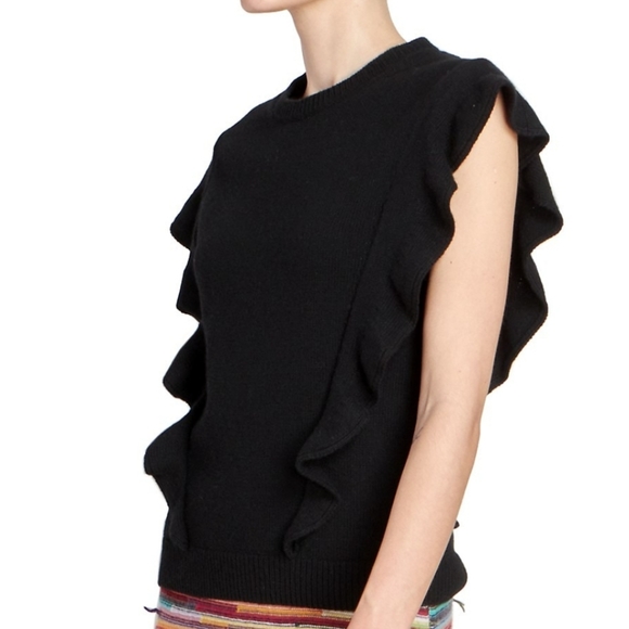 RED Saks Fifth Avenue Black Ruffle Top - Picture 3 of 11